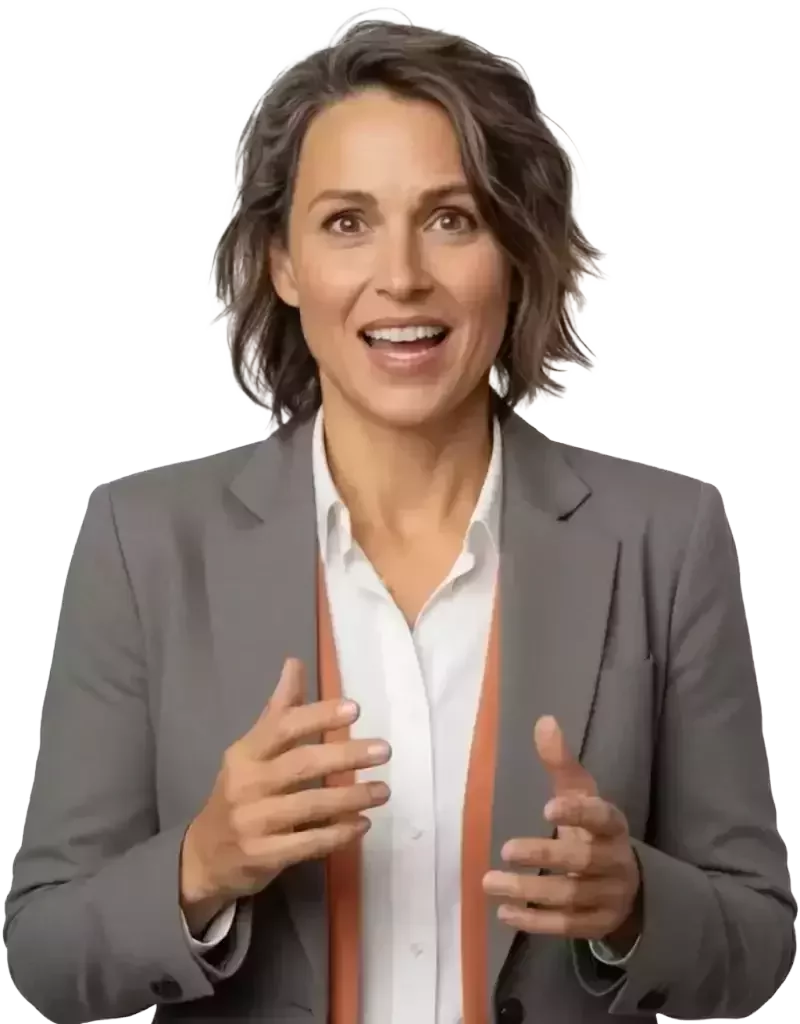 Professional confidently speaking in front of group after overcoming public speaking anxiety